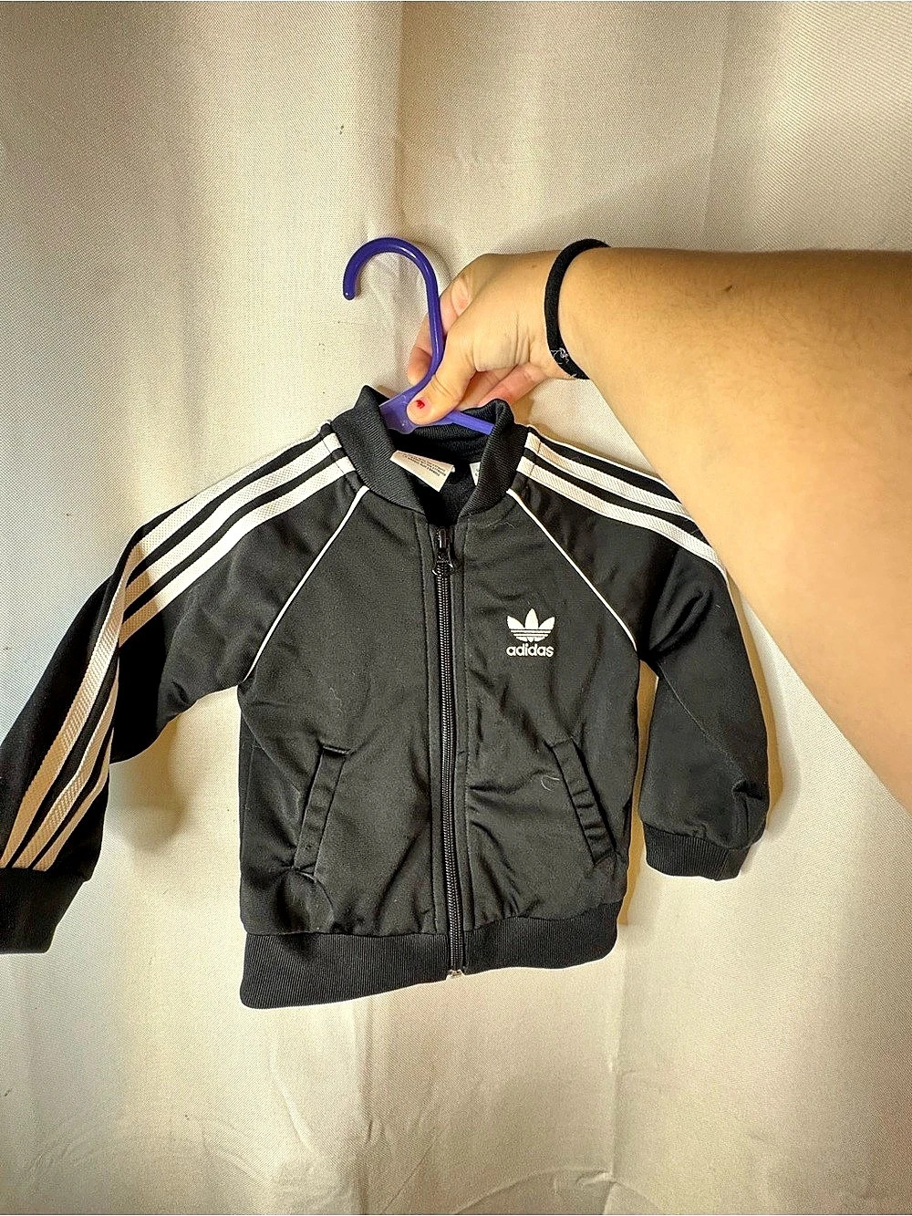 adidas Boys 9 months Black & White Track Jacket Like New